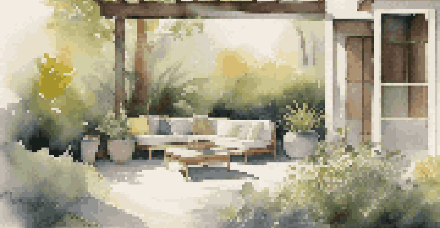 A tranquil outdoor space of a luxury rental with a private garden and soft morning light.