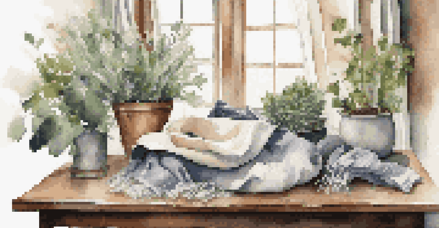 Sustainable luxury fashion items displayed on a wooden table with natural light and greenery.