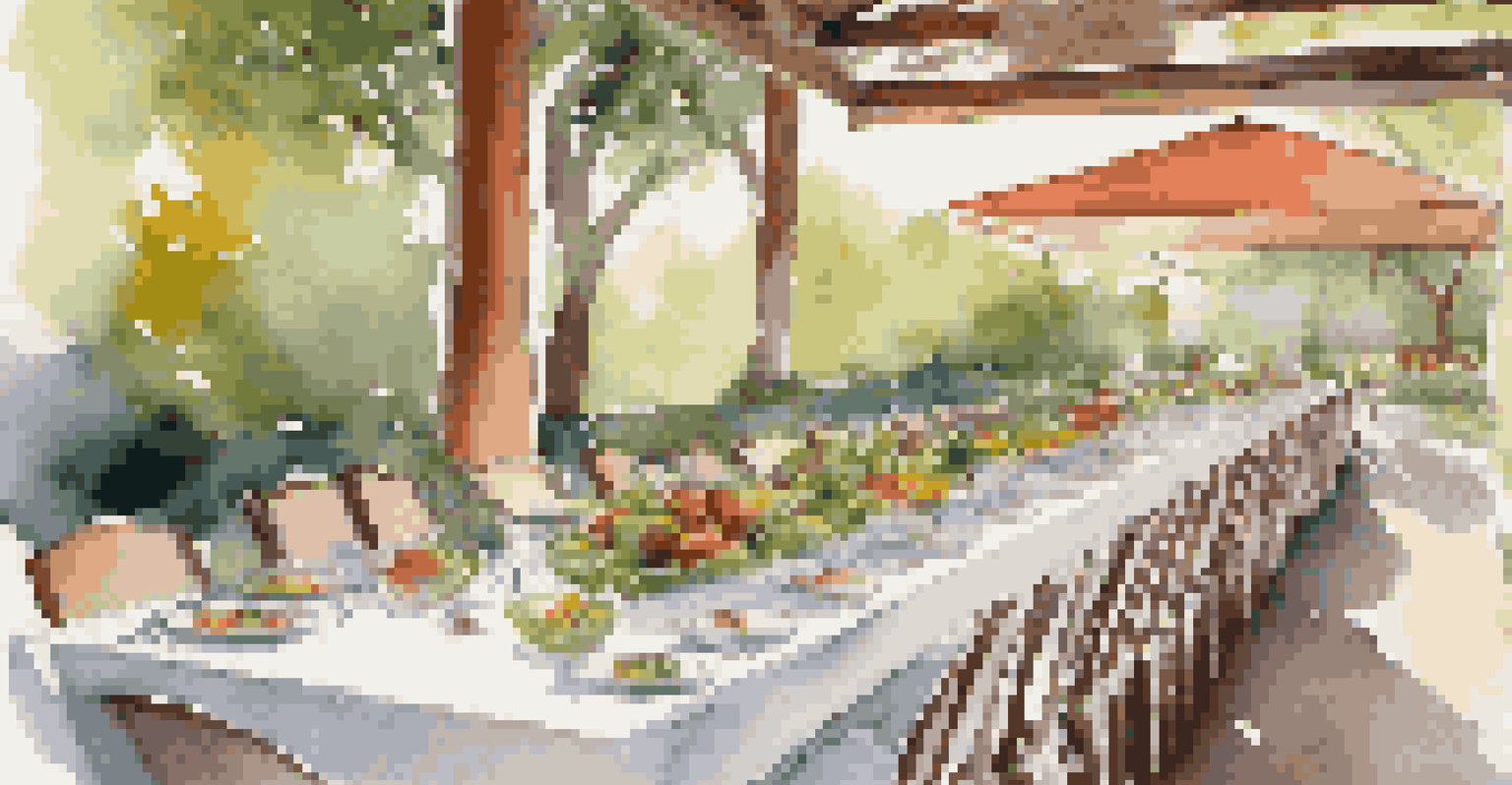 An elegant outdoor dining setup with gourmet dishes and fresh organic ingredients at a luxury health retreat.