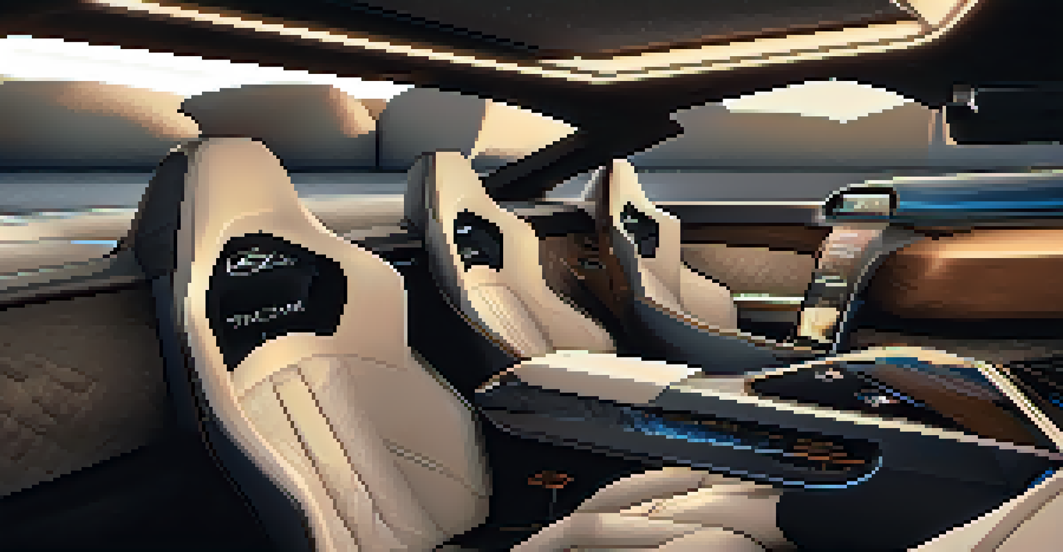 Interior view of a luxury performance car with leather seats and a high-tech dashboard.