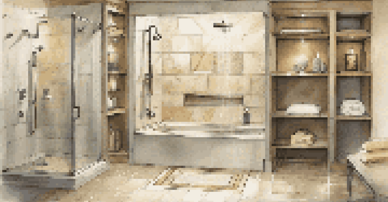 An elegant shower with a rainfall showerhead and multi-jet systems, featuring natural stone tiles and ambient lighting for a luxurious experience.