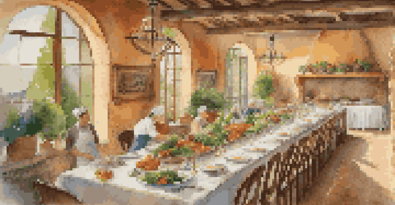 An elegant cooking class in a luxurious Tuscan villa, with a chef demonstrating techniques amidst fresh ingredients.