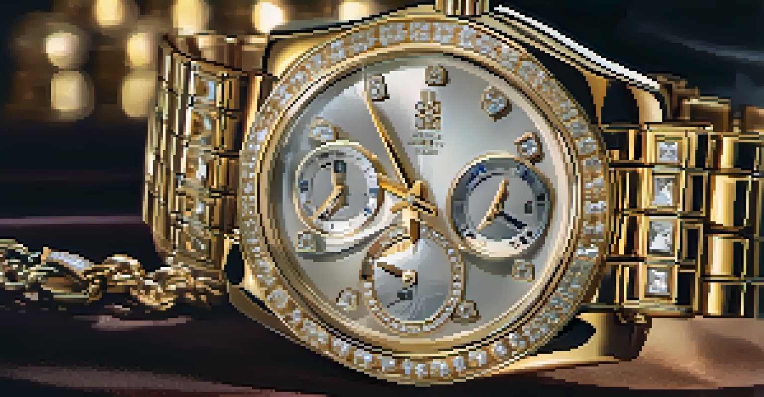 A close-up view of a luxury watch displayed on a velvet surface, showcasing its details and elegance.