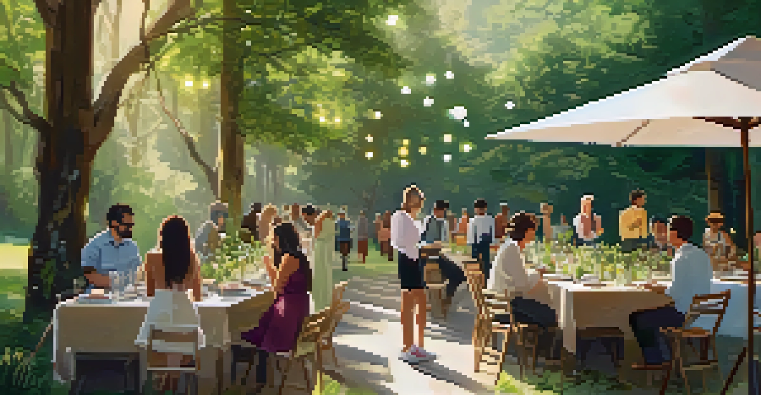 A group of people participating in a sustainability workshop hosted by a luxury brand in a natural outdoor setting, with tables for hands-on activities.