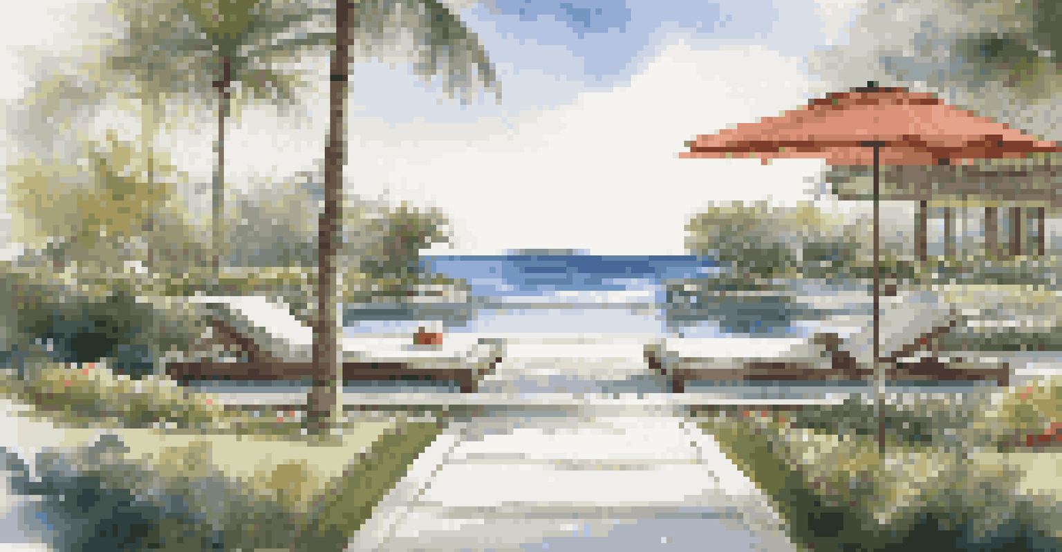 A peaceful beach view from The St. Regis Bali Resort, showcasing villas with infinity pools and tropical gardens.