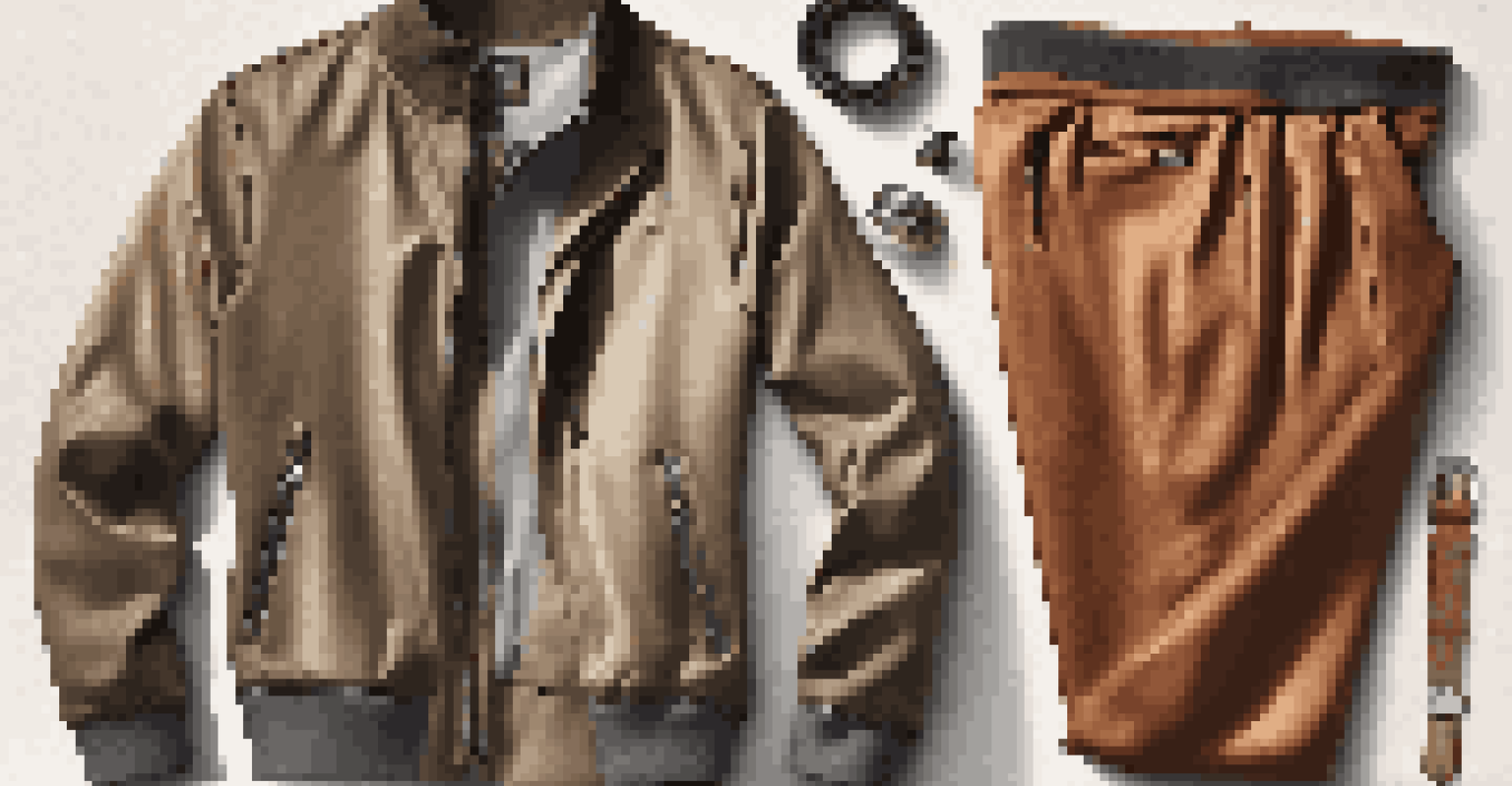 A close-up of a luxury sportswear outfit in autumn colors laid on a textured surface.