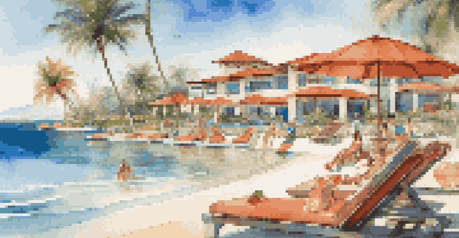 A family enjoying a day at a luxurious beach resort with a pool and ocean view, exemplifying relaxation and joy.