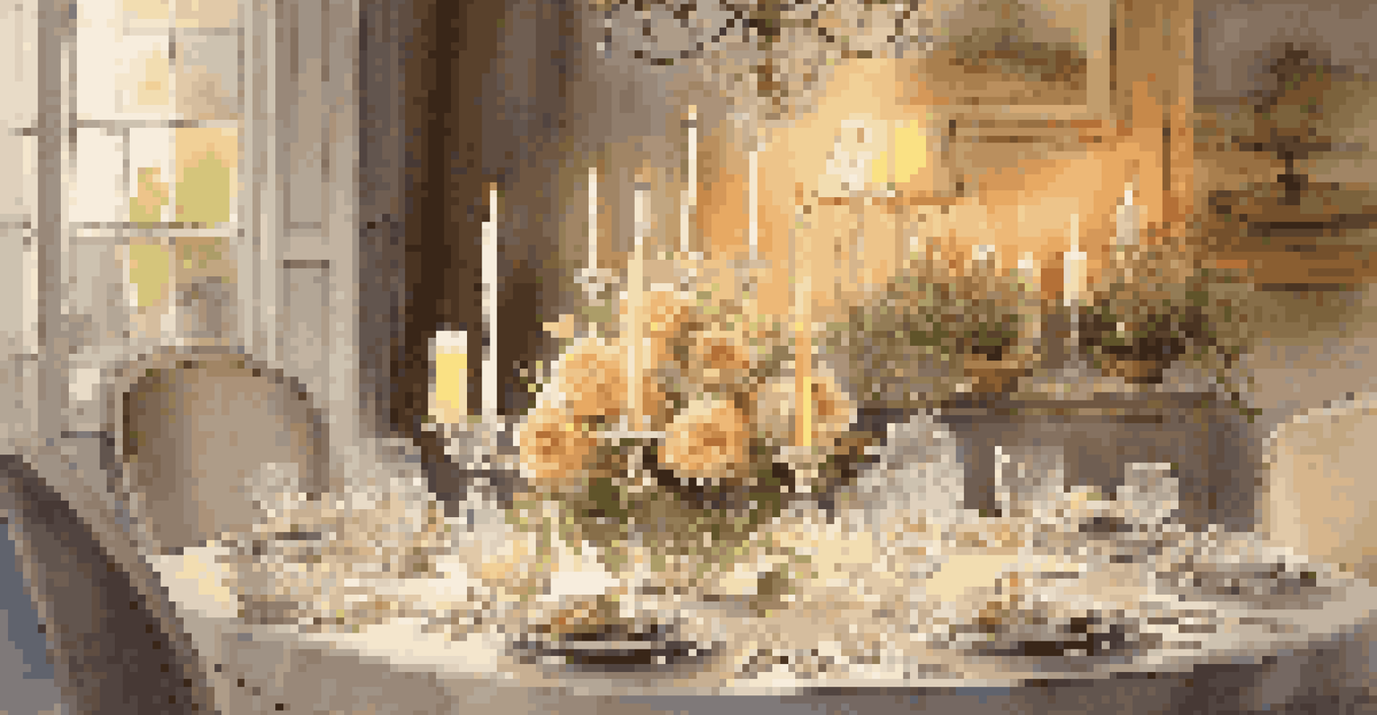 A beautifully set table for a candlelit dinner with fine china, crystal glassware, and soft candlelight.