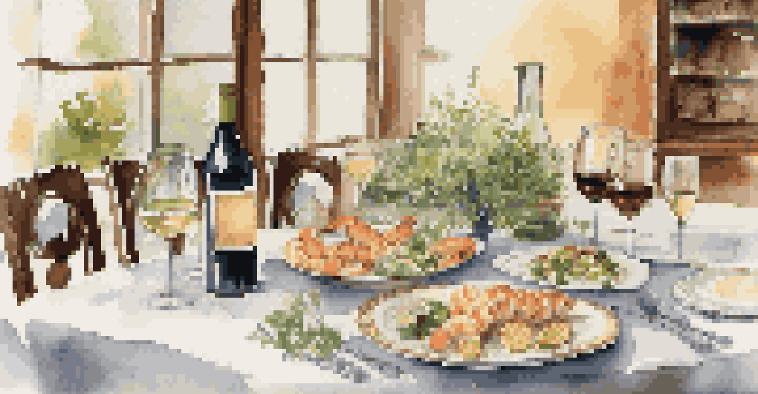 A beautifully set dining table for a wine pairing dinner with various dishes and a bottle of white wine from the Loire Valley.