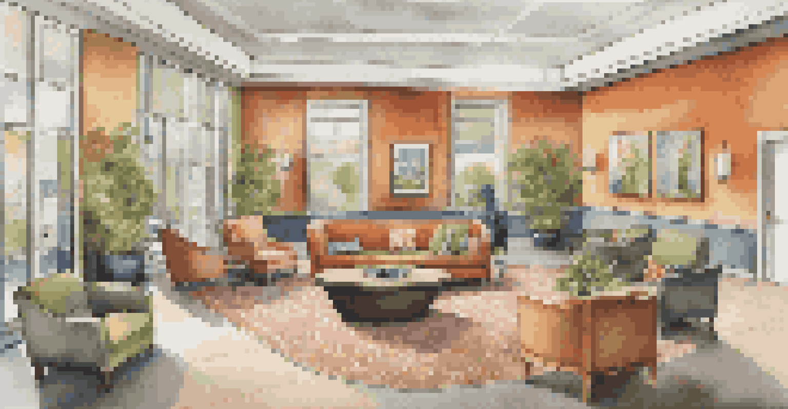 A luxurious pet hotel lobby with spacious suites and playful pets, showcasing a high-end environment for furry companions.