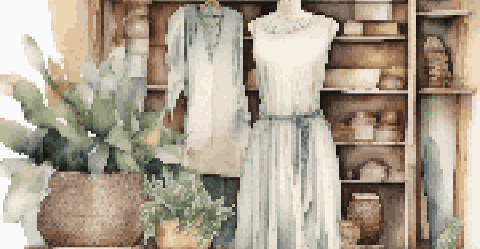 A close-up of a sustainable fashion collection on a mannequin, highlighting eco-friendly materials and a natural backdrop.