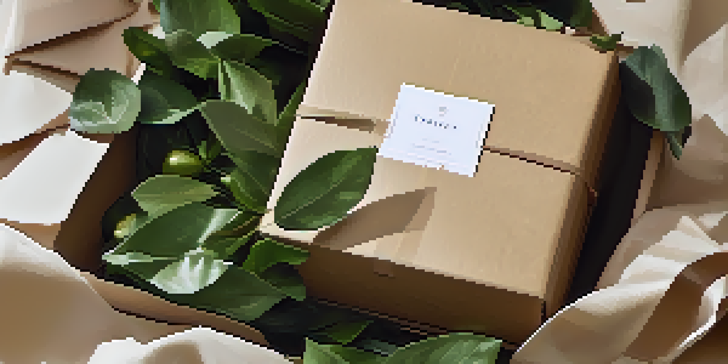 A beautifully designed unboxing scene with sustainable packaging, featuring a recycled paper box and eco-friendly materials, illuminated by soft natural light.