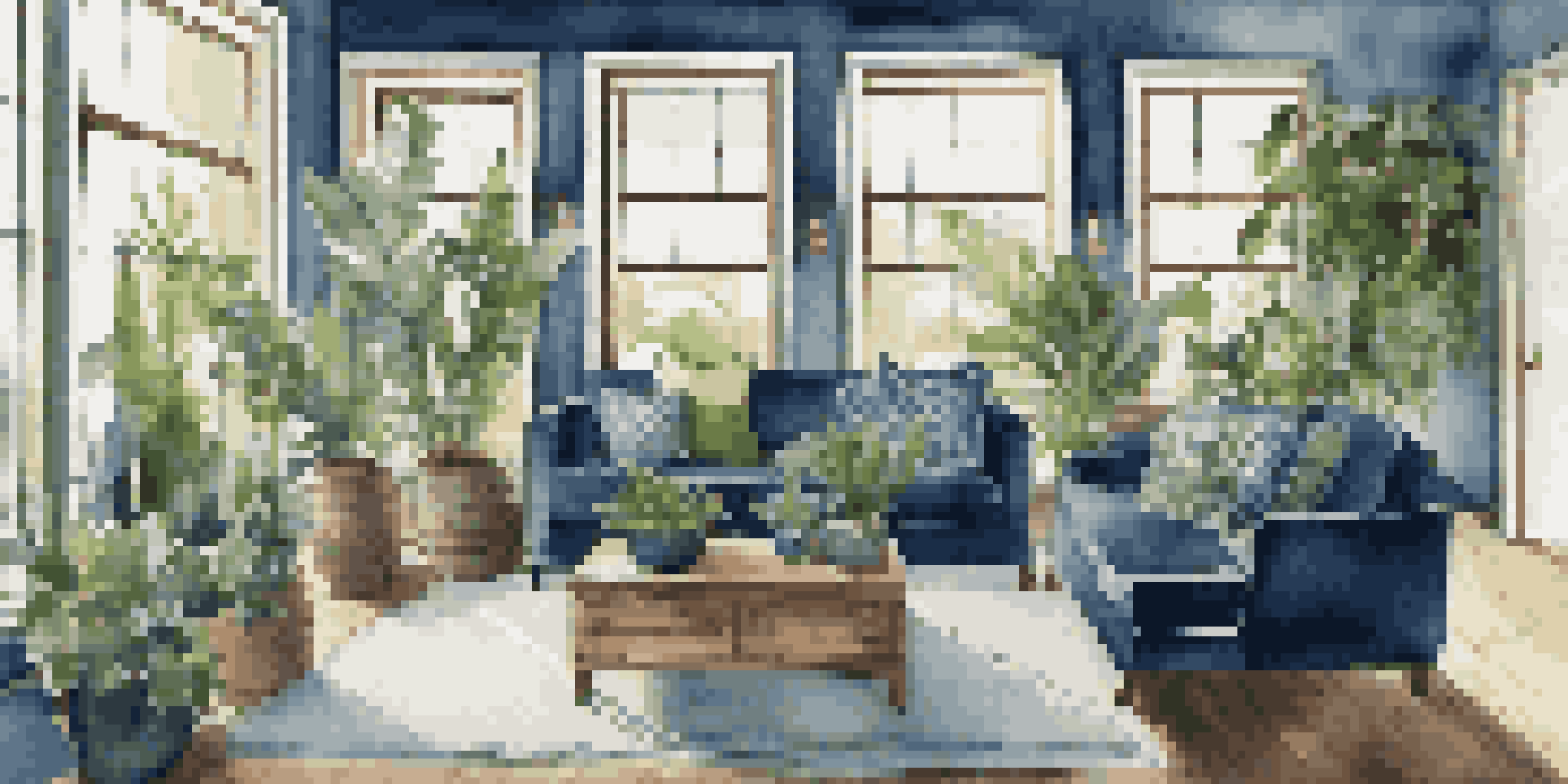 A luxurious living room filled with eco-friendly materials and natural light, showcasing reclaimed wood furniture and vibrant organic textiles.