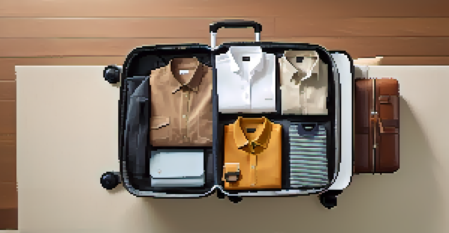 An open suitcase on a bed, organized with packed clothing and accessories, displaying a sleek design and a cozy room ambiance.
