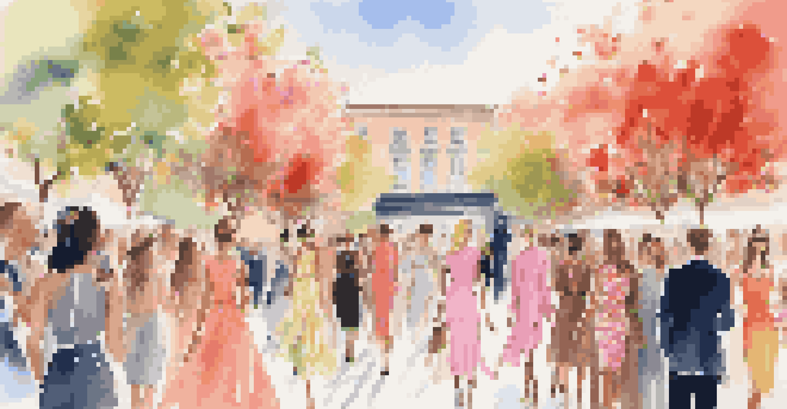 Influencers at a luxury fashion show capturing moments outdoors, surrounded by vibrant flowers and fashionable guests.