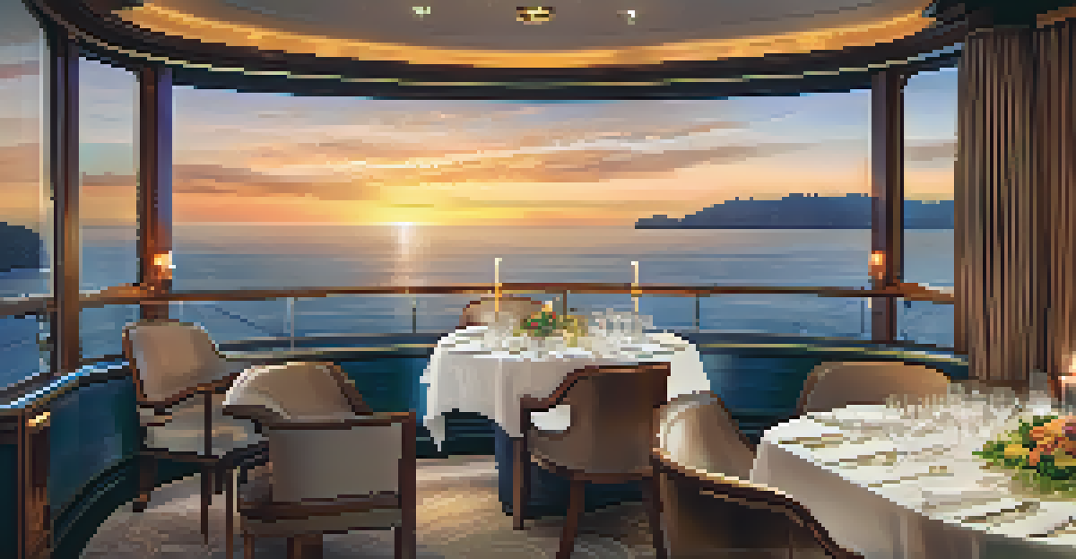 An elegant in-suite dining arrangement on a luxury cruise ship with gourmet food and ocean views.