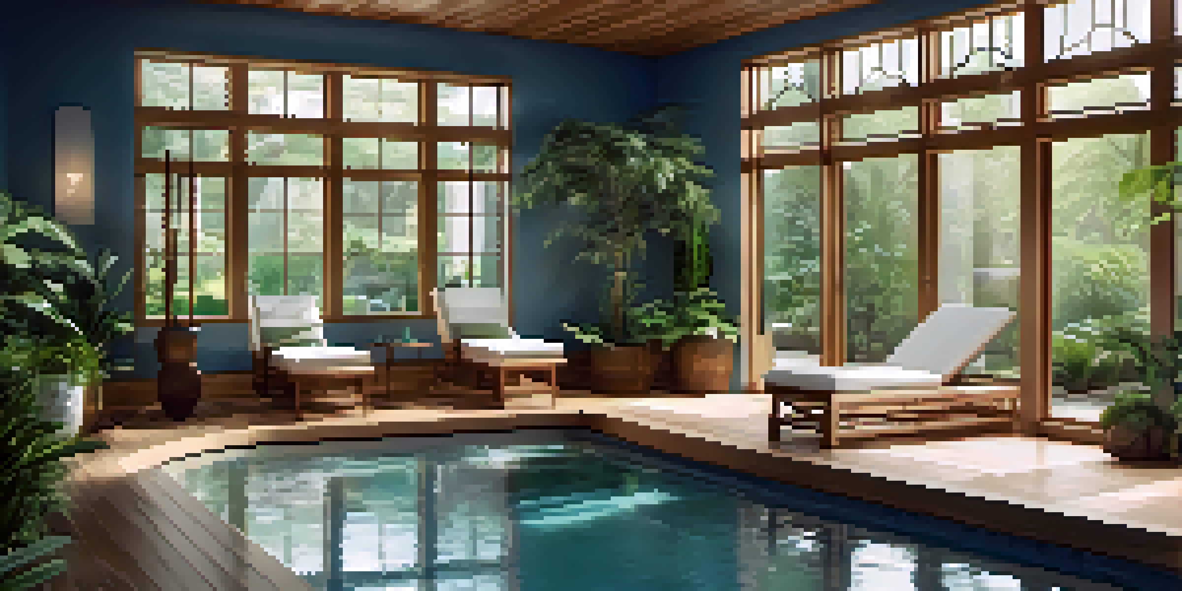 A luxurious spa interior with natural light, greenery, and calming colors.