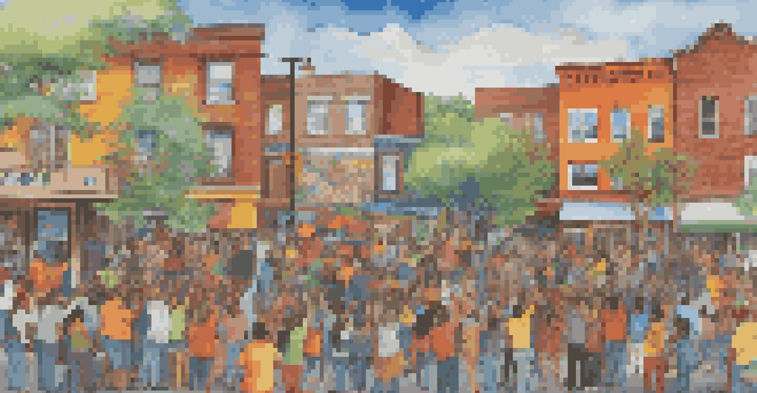 A diverse group of artists collaboratively painting a vibrant community mural filled with symbols of unity, culture, and shared values.