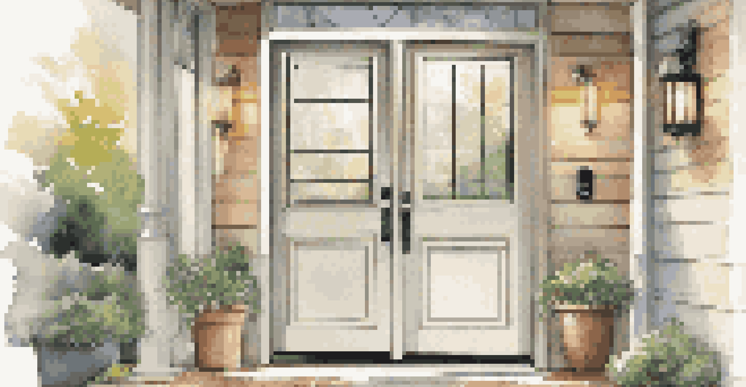 A cozy entryway featuring a smart security system with a doorbell camera and motion sensors.