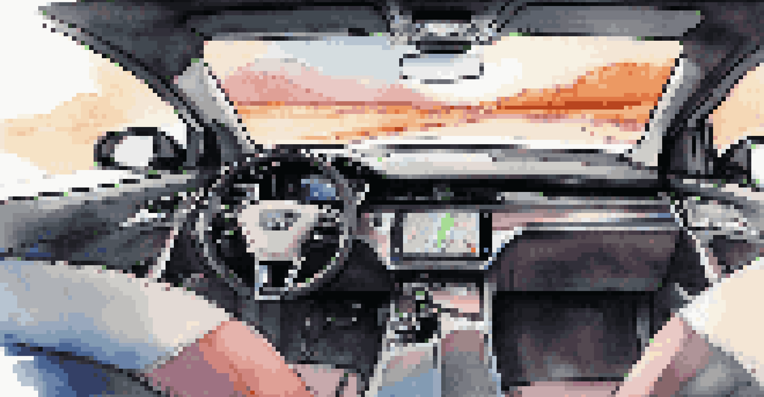 A modern luxury car dashboard with a large touchscreen infotainment system and ambient lighting.