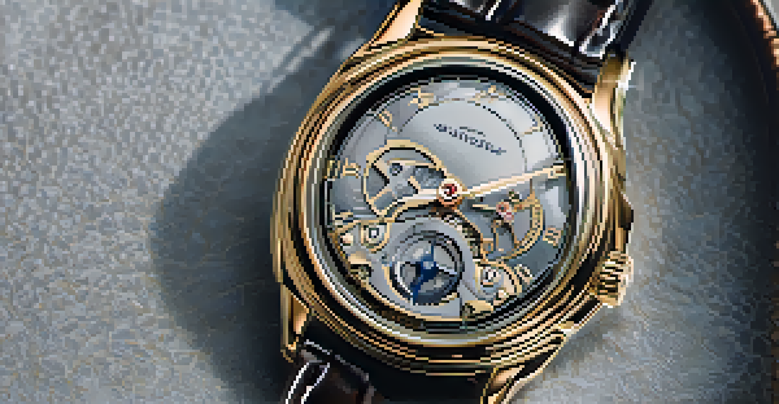 A detailed close-up of a luxury wristwatch on leather, emphasizing its intricate design and craftsmanship.