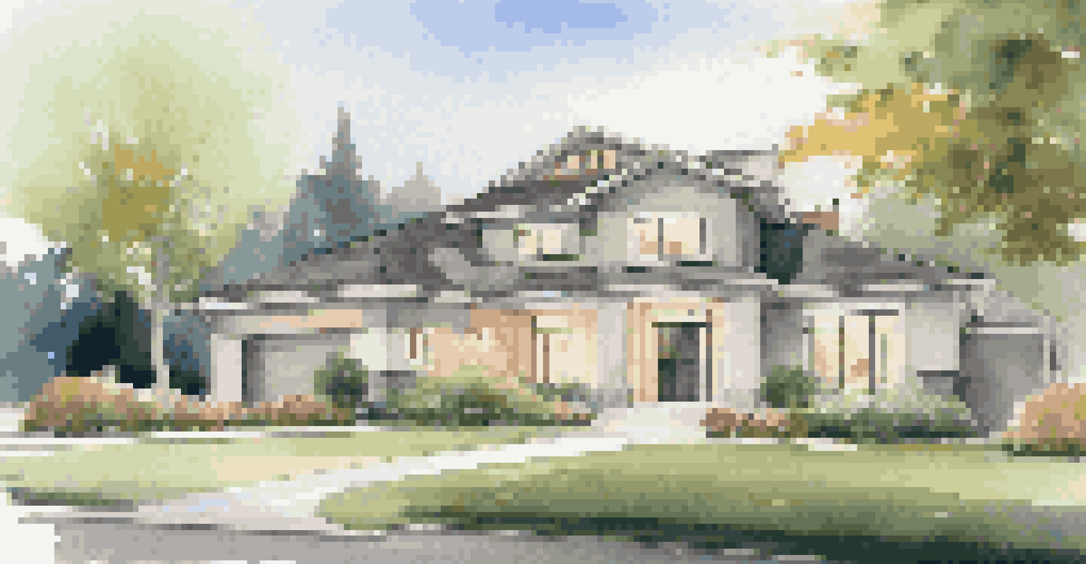 A modern luxury home with security cameras and smart locks, surrounded by a peaceful garden.