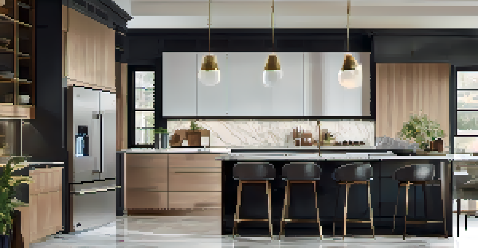 A stylish kitchen showcasing smart appliances and a modern design.