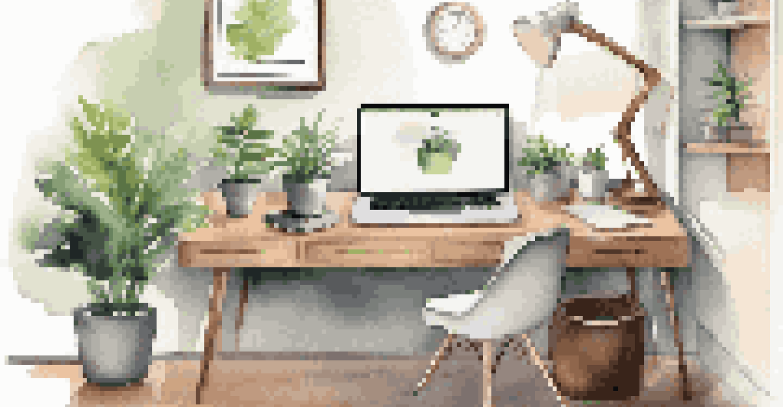 A cozy home office with a laptop displaying a health monitoring app, alongside a fitness tracker and a glass of water.