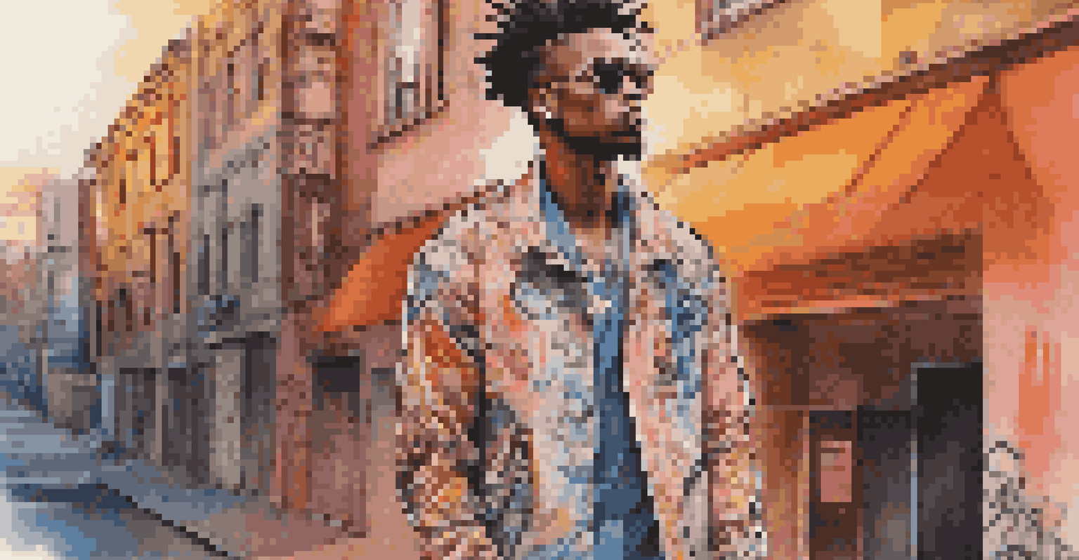 A celebrity in a stylish outfit blending streetwear and high fashion against an urban backdrop with graffiti.