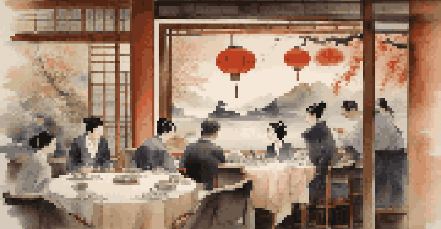 An upscale Japanese dining experience featuring an artfully arranged kaiseki meal with a chef preparing sushi.