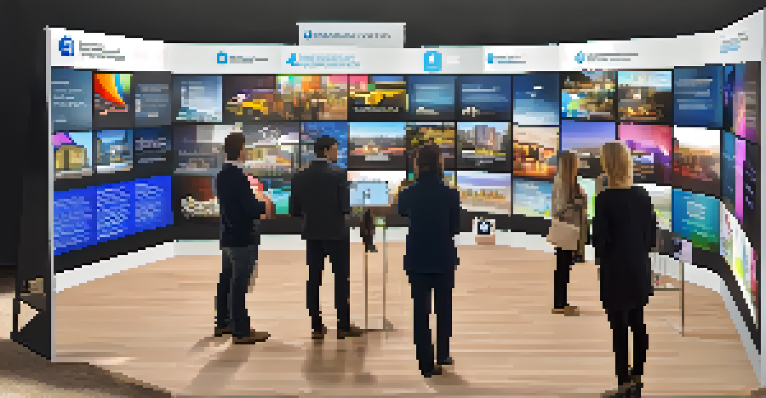 Guests interacting with a digital screen at an event, showcasing highlights and augmented reality elements for an engaging experience.
