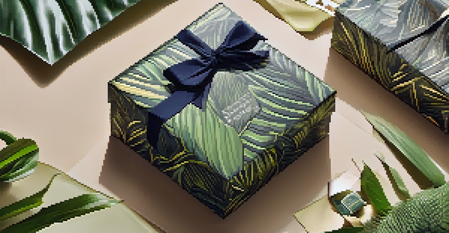 A close-up view of a luxury fashion item in eco-friendly packaging, highlighting the intricate details and textures under soft lighting.