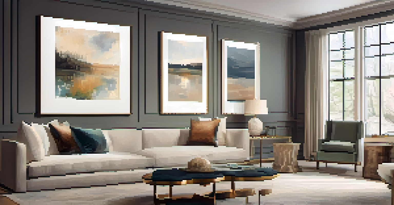 A cozy art corner with a gallery wall and soft lighting, perfect for reflection.