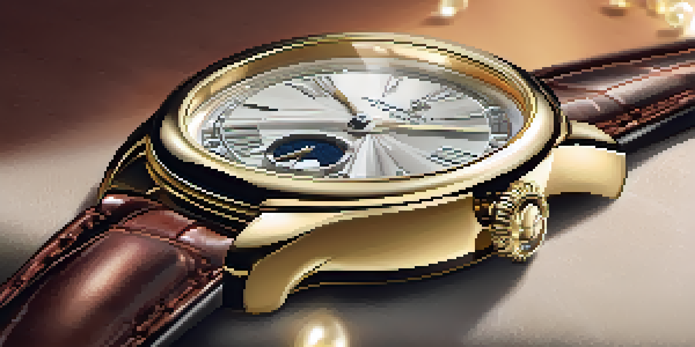 A luxurious watch on a velvet surface, showcasing intricate details and soft lighting.