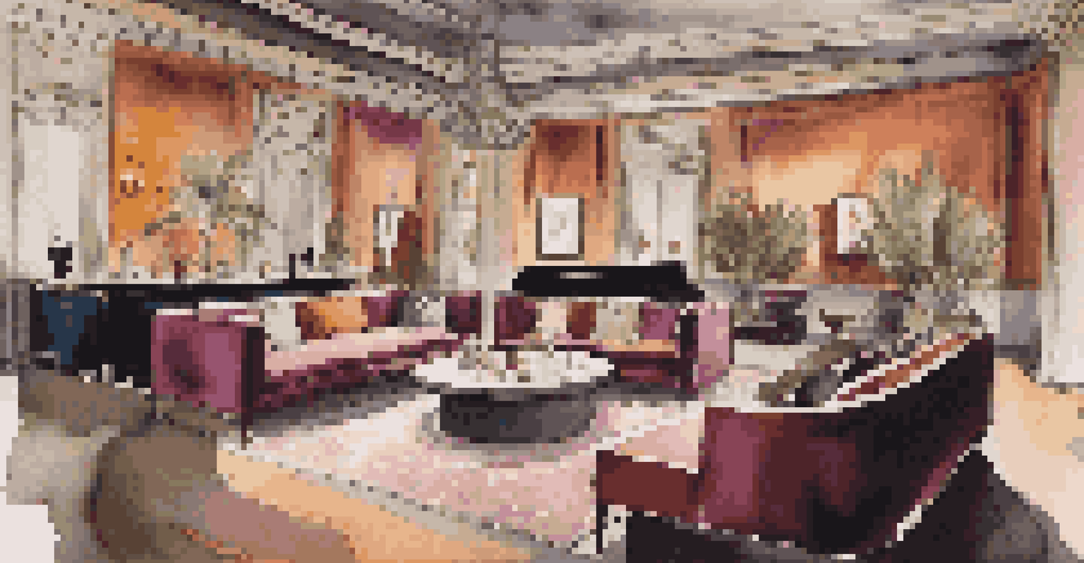 An intimate lounge area at a luxury after-party with plush seating, a cocktail bar, and a DJ, creating a sophisticated ambiance.