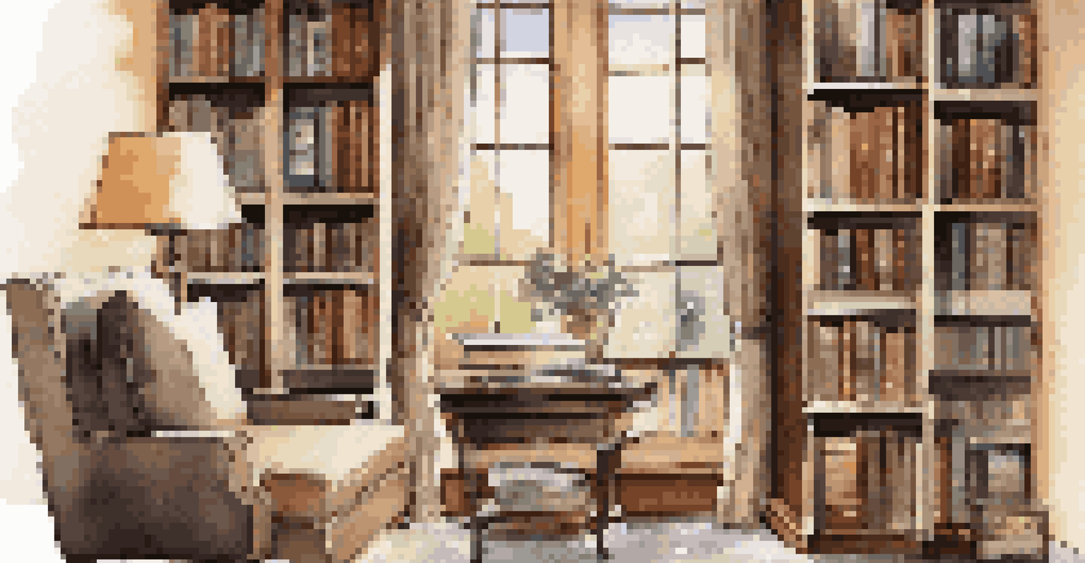 A personal library with luxury lifestyle magazines on a wooden bookshelf, warm light, and a cozy reading nook.