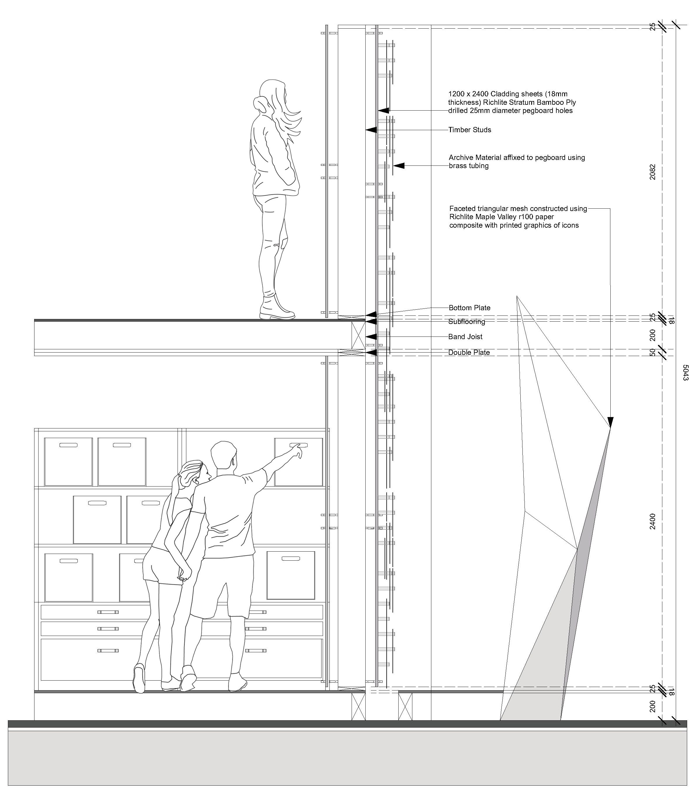 CAD Detailing drawing for the construction of my structure drawn in Vectorworks