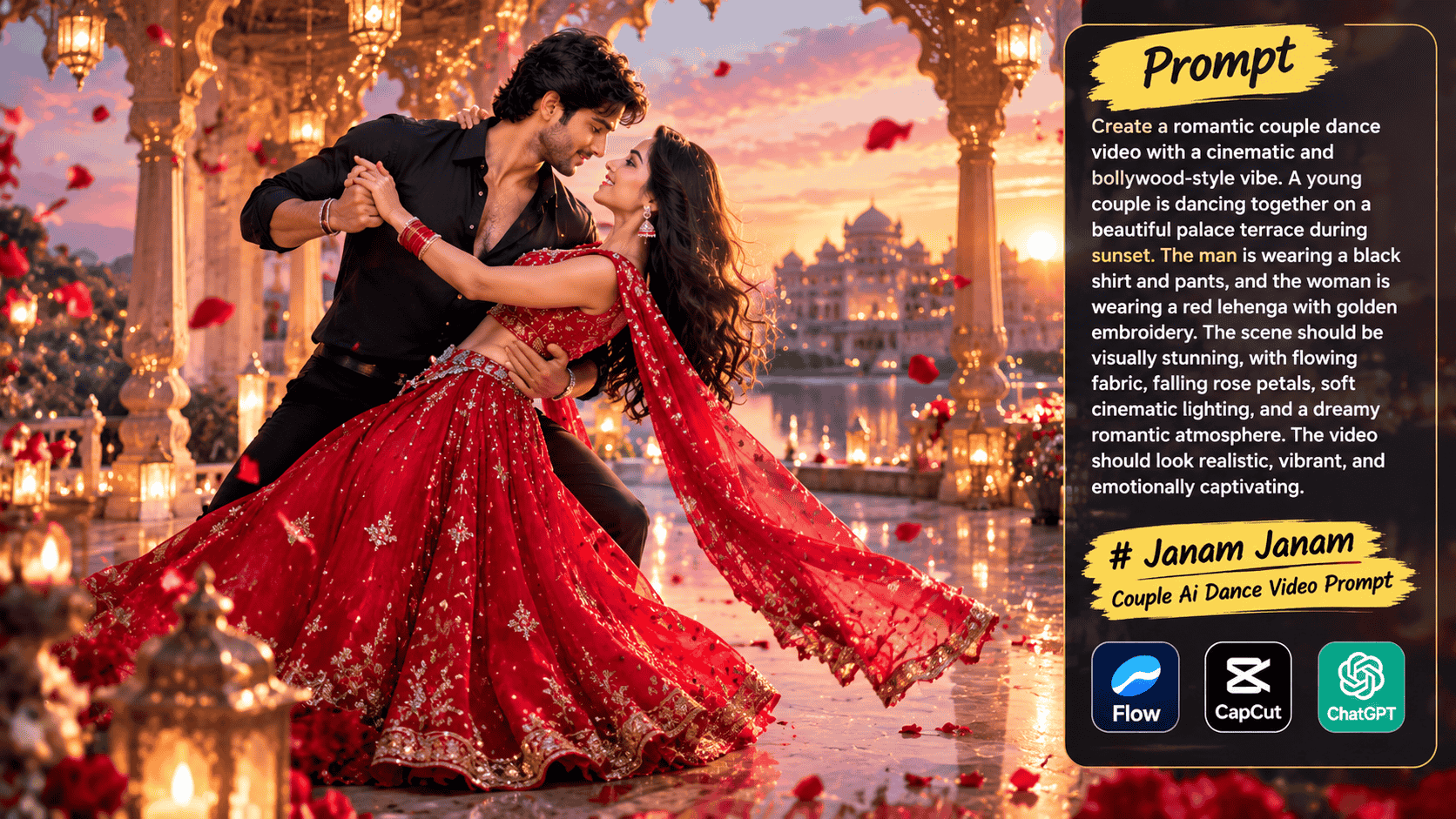 Complete Janam Janam Couple AI Dance Video Prompt