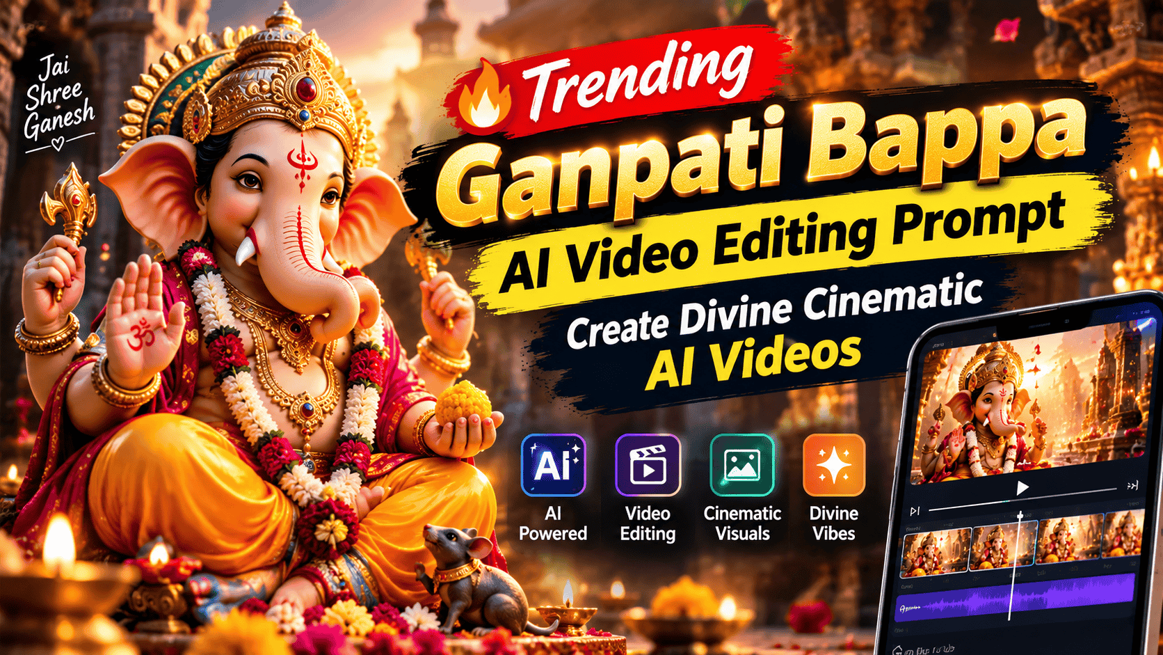 Trending Ganpati Bappa AI Video Editing Prompt: Create Divine Cinematic AI Videos