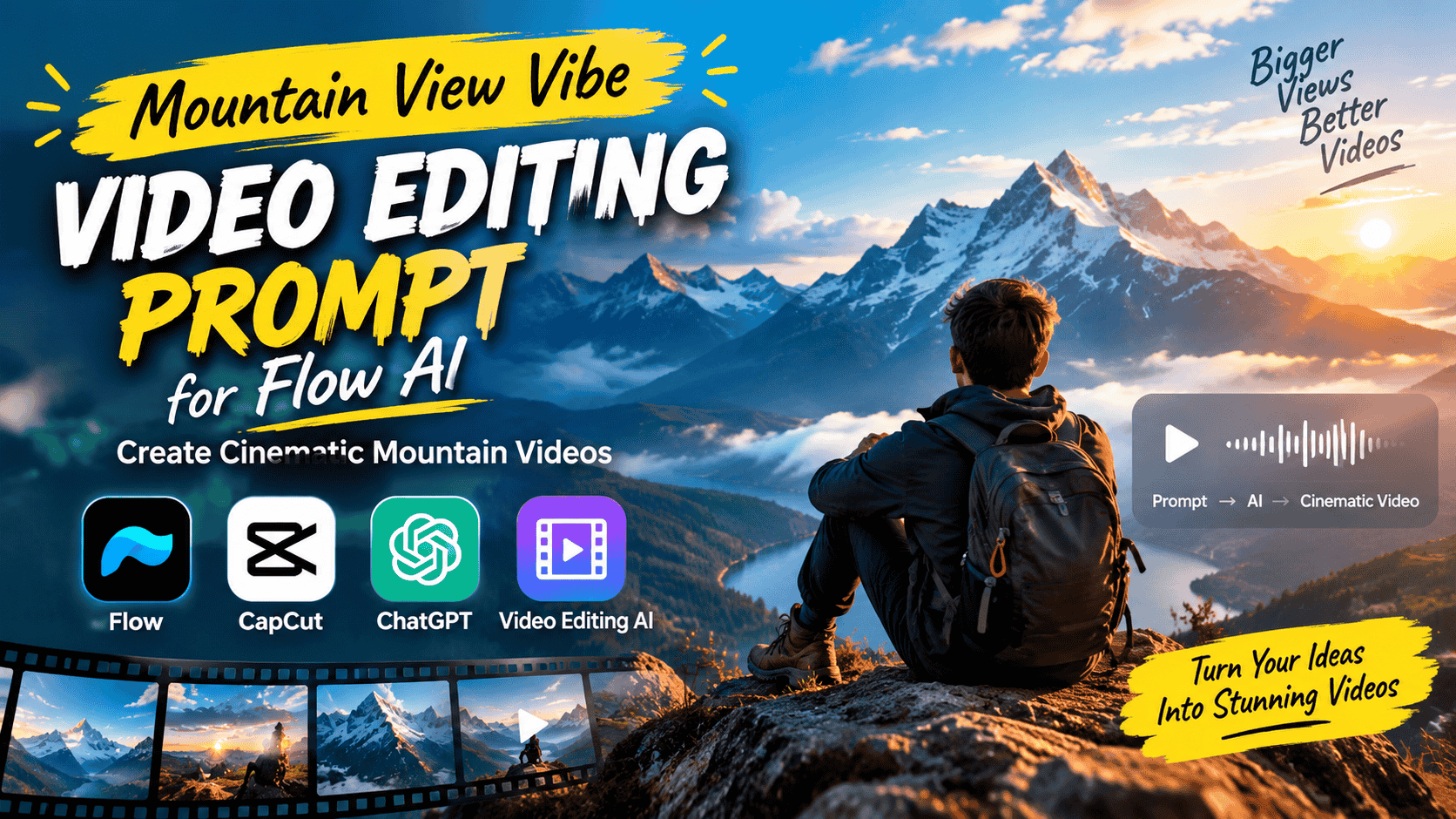 Mountain View Vibe Video Editing Prompt for Flow AI: Create Cinematic Mountain Videos