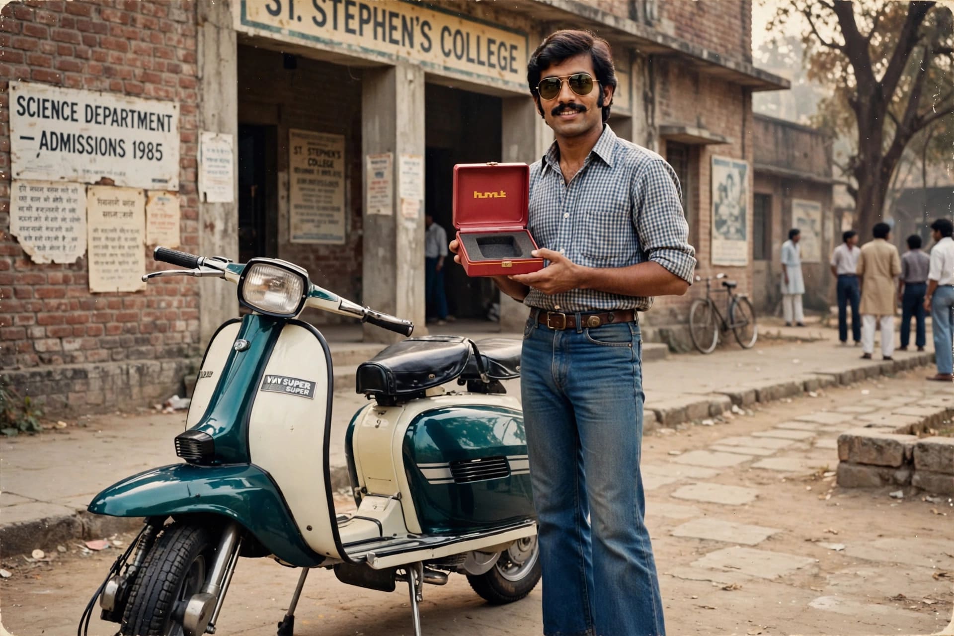 1980s Aviator College Boy with Vijay Super Scooter (Most Viral for Boys)