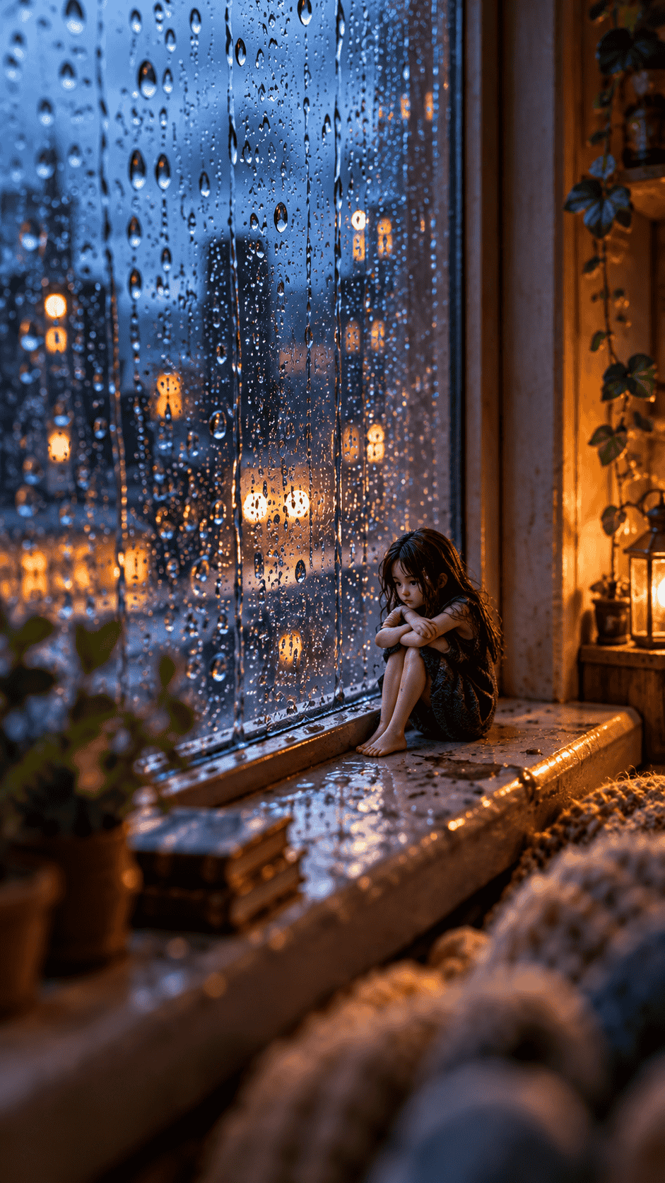 Miniature Rainy Window AI Prompt