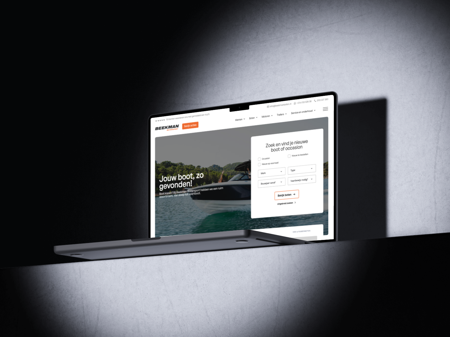 Professionele website laten maken: de website van Beekman Watersport op een MacBook