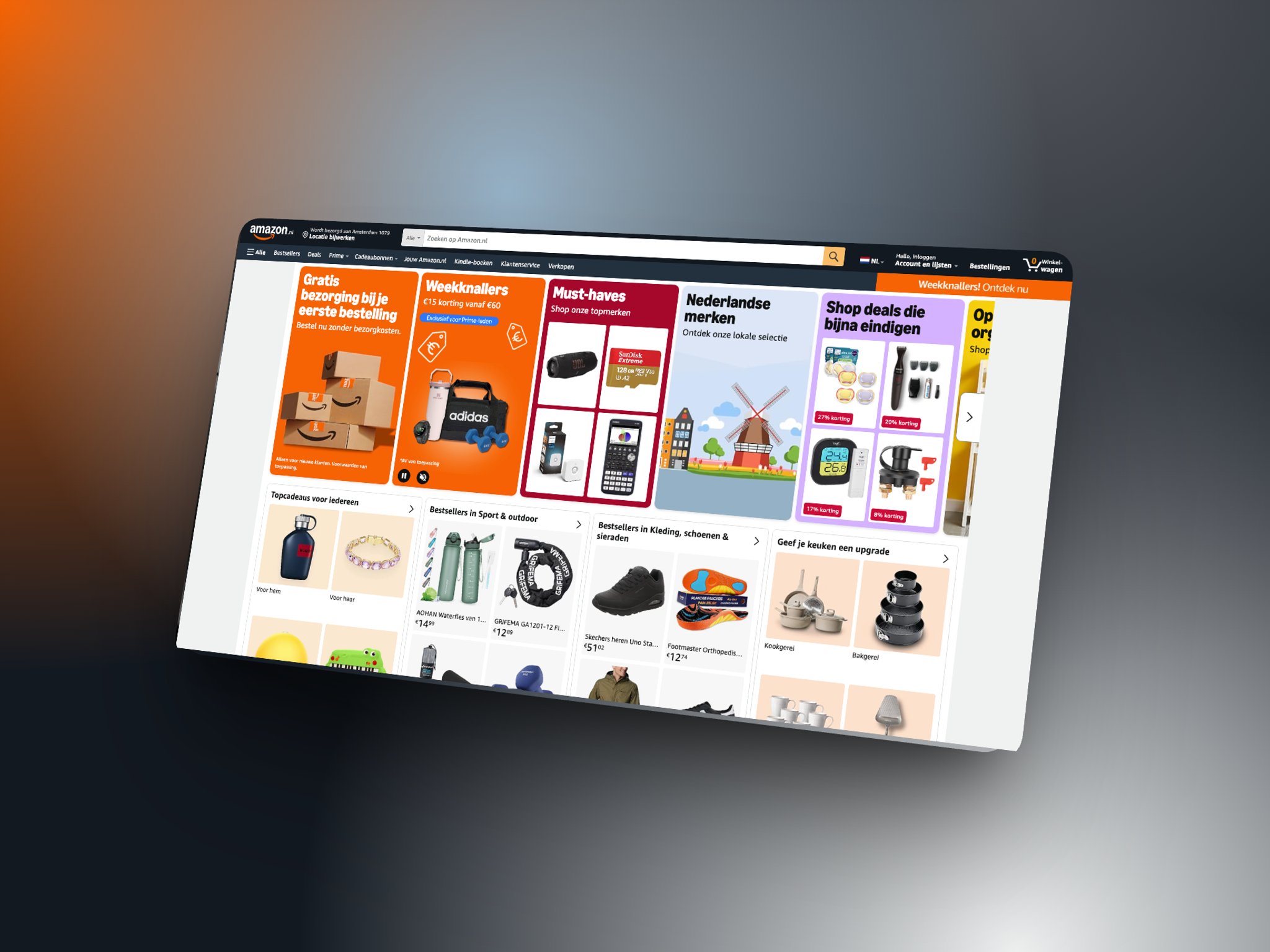 De homepage van Amazon