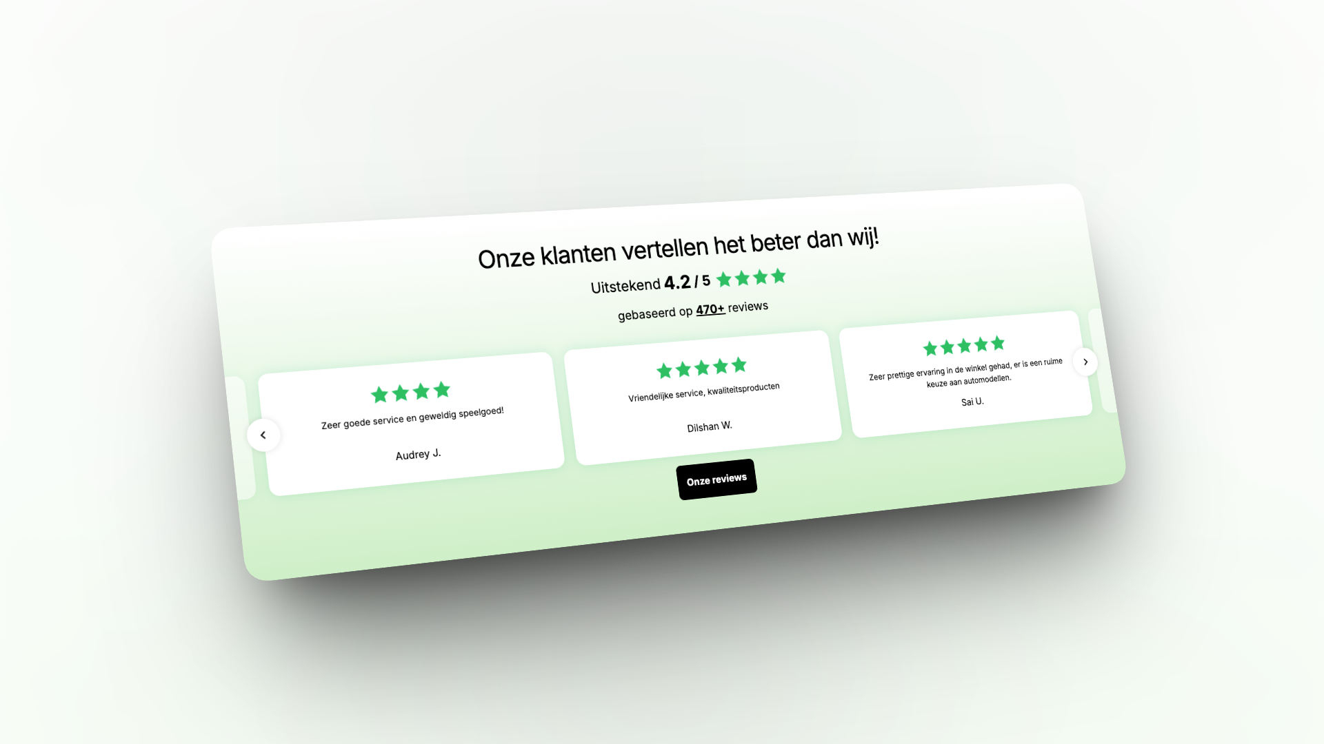 Voorbeeld goede review sectie via Shopify