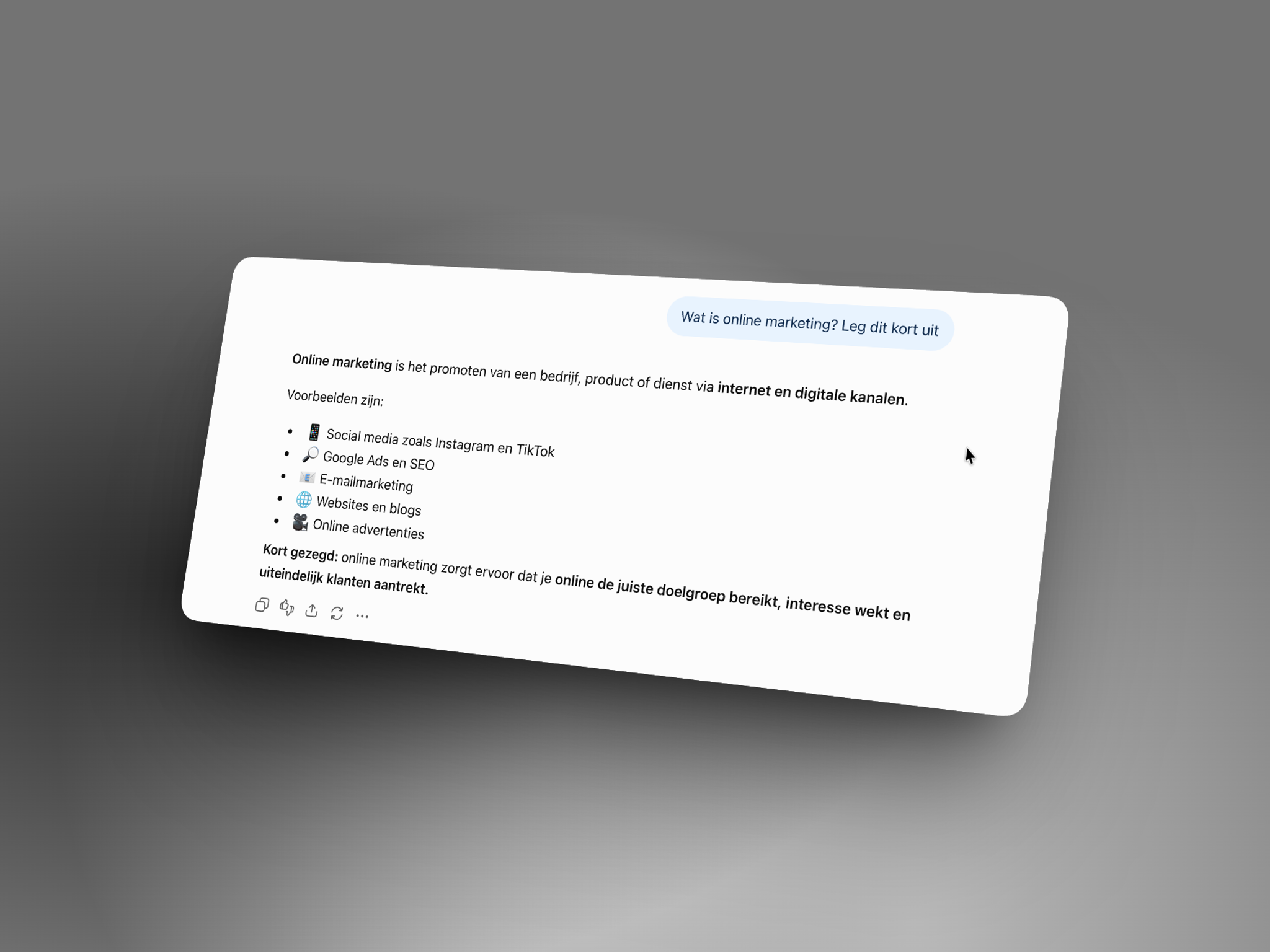 Het antwoord van Chat-GPT op de vraag: Wat is online marketing?