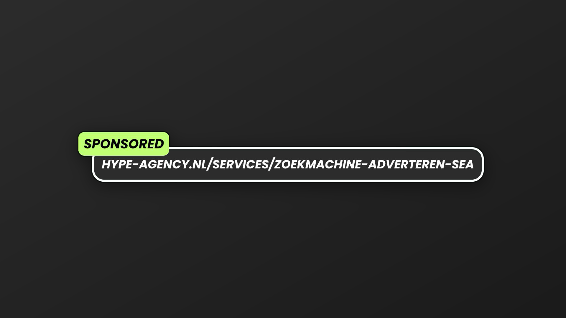 Gesponsorde zoekadvertentie met de URL hype-agency.nl/services/zoekmachine-adverteren-sea