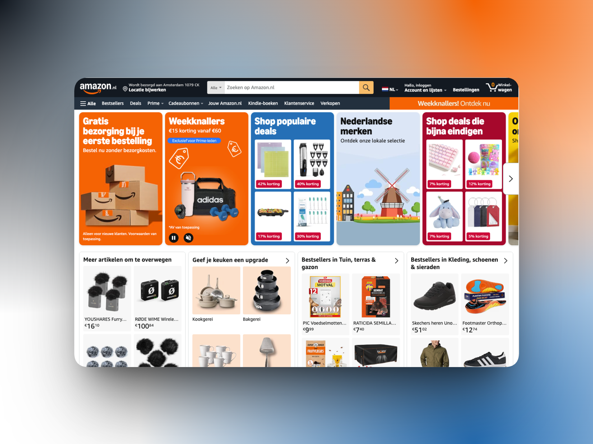 De homepage van Amazon