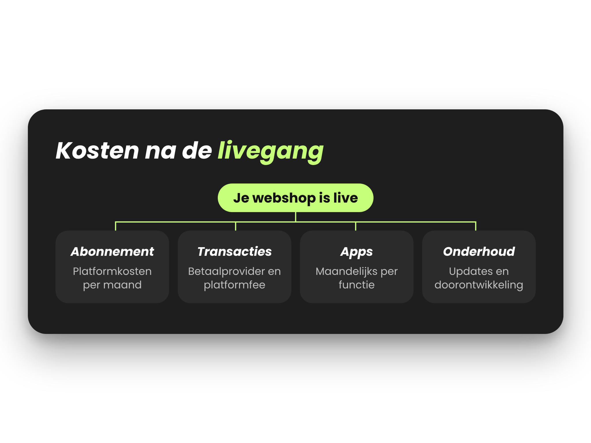 Kosten na de livegang van een webshop: abonnement, transacties, apps en onderhoud