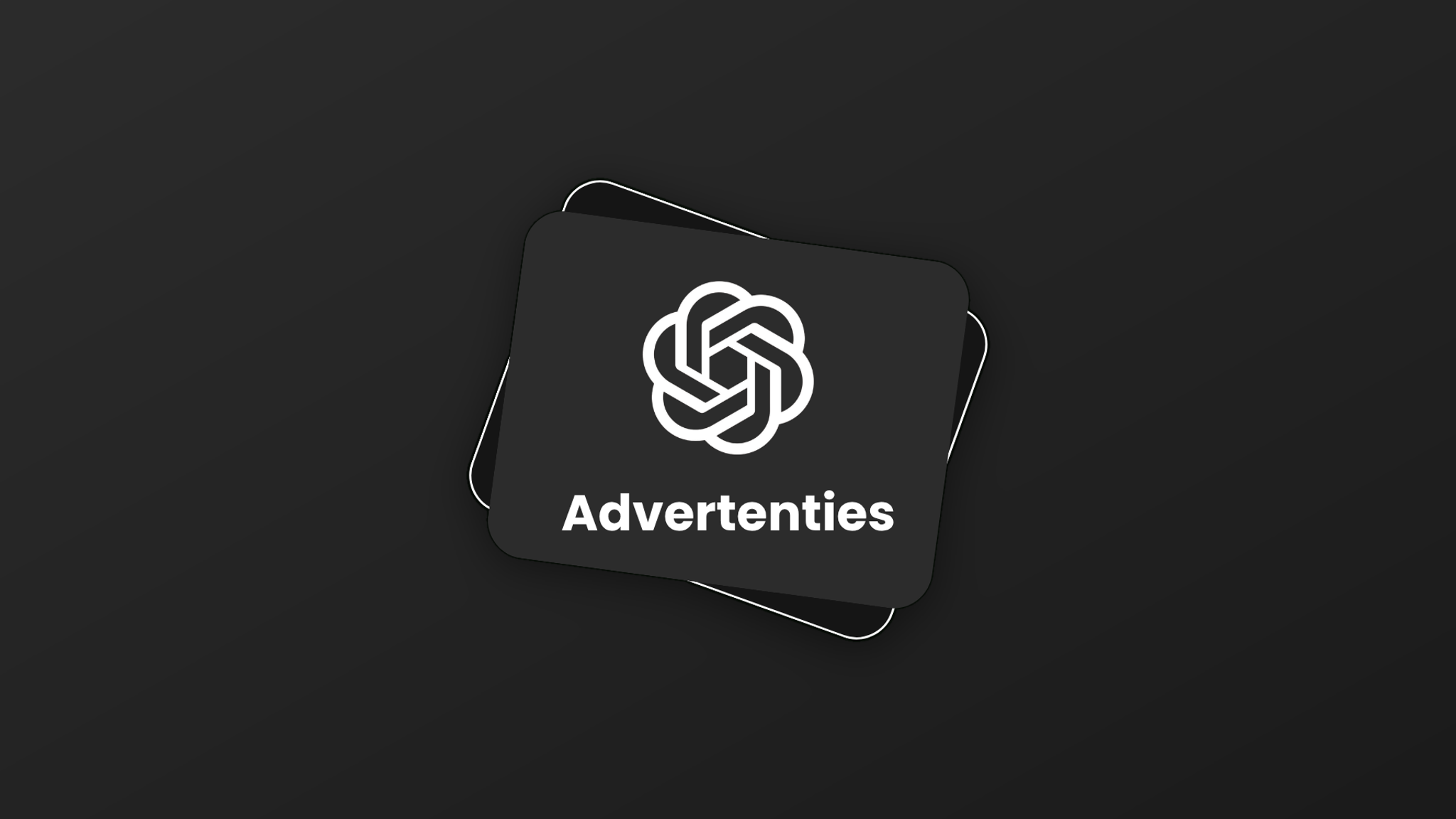 ChatGPT-logo met het woord 'Advertenties' op een kaart